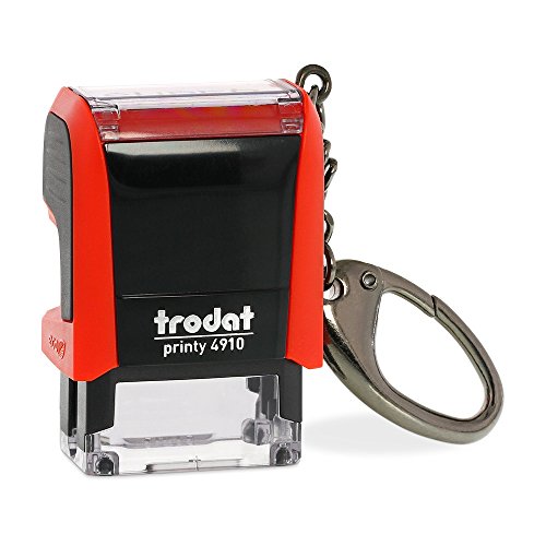 Trodat – Printy 4910 Custom Stempel mit Schlüsselanhänger – personalisierbarer Selbstfärbestempel als Namensstempel, Adressstempel, Firmenstempel & Co zu verwenden (26 x 9 mm | 3 Zeilen) von Trodat