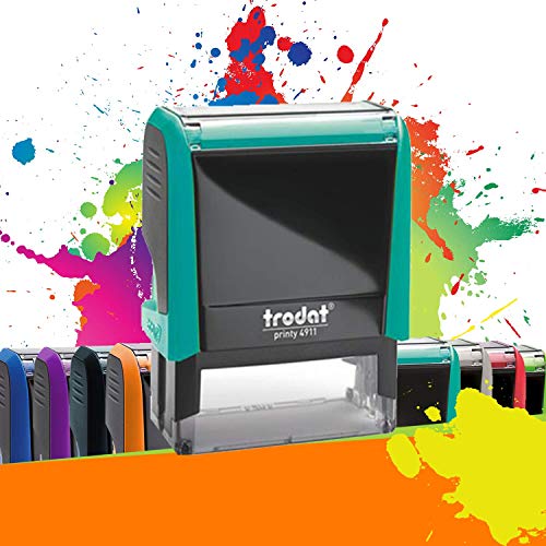 Trodat Printy 4911 - Professioneller Selbstfärbestempel mit 3 Zeilen zur Personalisierung – Textplatte 38 x 14 mm Inklusive (Türkis) von Trodat