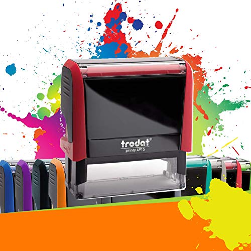Trodat Printy 4915 -Selbstfärbendes Stempelkissen - Stempel mit Wunschtext personalisieren - 6 zeilen - 70 x 25 mm - 10 Farben erhältlich (Rouge – Rot) von Trodat