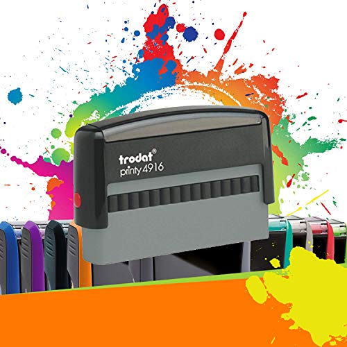 Trodat Printy 4916 - Professioneller Selbstfärbestempel mit 2 Lignes Pour Chèques À Personnaliser - Textplatte 70 x 10 mm Inklusive (Schwarz) von Trodat