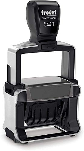 Trodat Professional 5440/L Automatisches Färben mit 2 auswechselbaren Handelstexten – gezahlt, zweifarbig blau-rot und Größe ca. Markierung 49 x 28 mm von Trodat