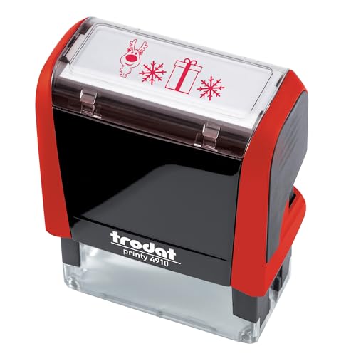 Trodat - Stempel Kollektion Happy Christmas, RENNA-Impressum, dekorativ, Printy 4910, selbstfärbend, Farbe roter Stempel, inklusive roter Patrone von Trodat