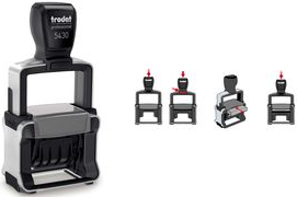 trodat Datumstempel Professional 4.0 5430 - BEZAHLT Gehäuse: gebürsteter Edelstahl, Farbe Griffkappe: schwarz - 1 Stück (134195) von Trodat