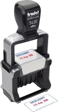 trodat Datumstempel Professional 4.0 5430 - GESCANNT Gehäuse: gebürsteter Edelstahl, Farbe Griffkappe: schwarz - 1 Stück (134199) von Trodat