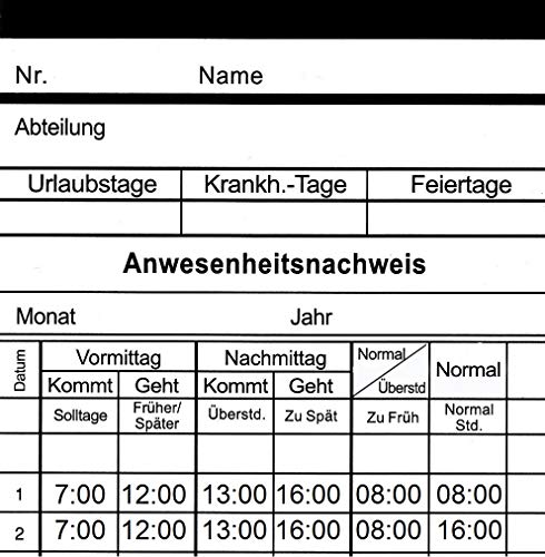 50 Stempelkarten ET401MT/C von Trojan Zeitsysteme