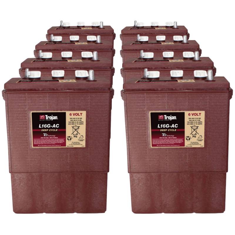 8x Traktionsbatterie Trojan L16G-AC 6V 390Ah Deep Cycle EUTR-Anschluss von Trojan