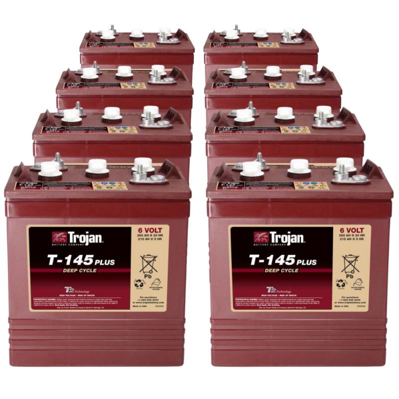 8x Traktionsbatterie Trojan T-145 Plus 6V 260Ah Deep Cycle ELPT-Anschluss von Trojan
