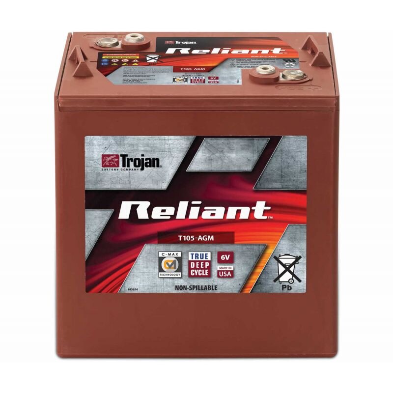 Traktionsbatterie Trojan Reliant T-105 AGM 6V 217Ah C20 Deep Cycle Blei-AGM von Trojan