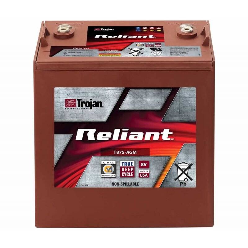 Traktionsbatterie Trojan Reliant T-875 AGM 8V 160Ah C20 Deep Cycle Blei-AGM von Trojan