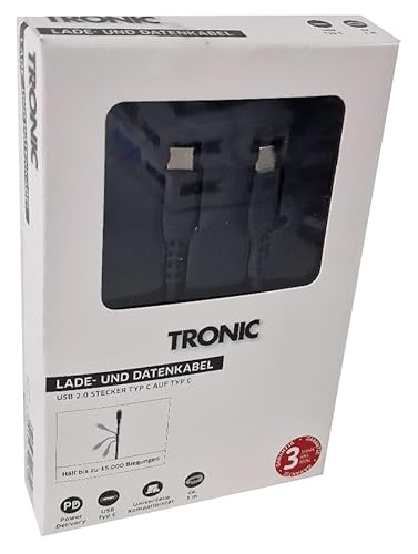Tronic Smartphone Ladekabel Multi Kabel, Typ A auf C/Typ A auf Micro/Typ A auf Lightning - Große Auswahl (Typ A - Typ C/schwarz) von Tronic