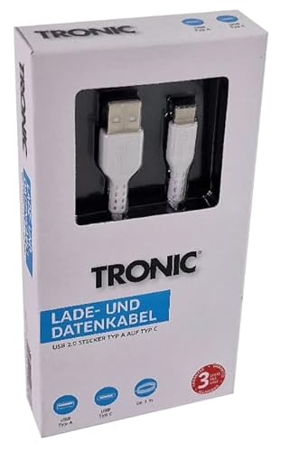Tronic Smartphone Ladekabel Multi Kabel, Typ A auf C/Typ A auf Micro/Typ A auf Lightning - Große Auswahl (Typ A - Typ C/weiss) von Tronic
