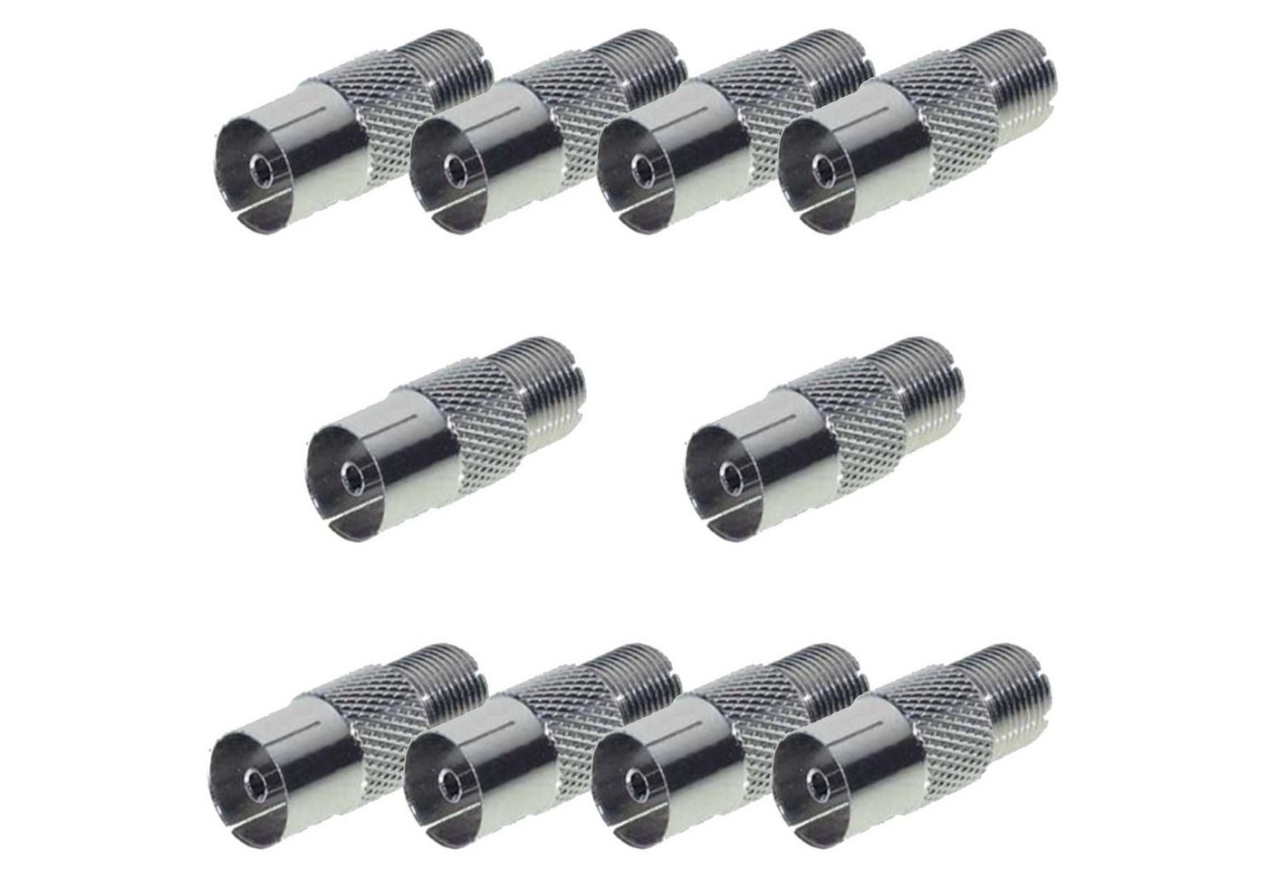TronicXL 10 Stück IEC Buchse F-Buchse Koax Adapter SAT TV Coax Kupplung Audio- & Video-Adapter TronicXL 10 Stück IEC Buchse F-Buchse Koax Adapter SAT TV Coax Kupplung Audio- & Video-Adapter von TronicXL