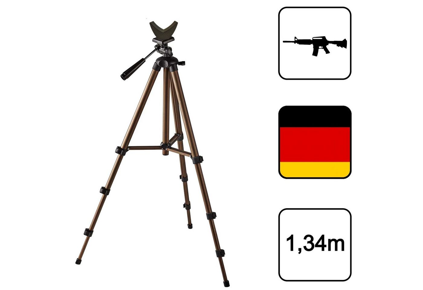 TronicXL 134cm Stativ mit Auflage Gewehrauflage Schießstock Pirschstock Jagd Dreibeinstativ TronicXL 134cm Stativ mit Auflage Gewehrauflage Schießstock Pirschstock Jagd Dreibeinstativ von TronicXL