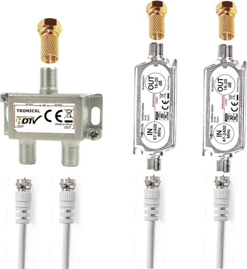TronicXL 2-Fach Antennenverteiler Splitter 40dB Sat Verstärker HD Satellit TV Leistungsverstärker von TronicXL
