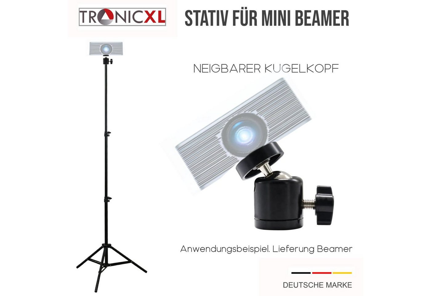 TronicXL 210cm Stativ Ständer für Mini Beamer Anker Nebula Capsule Halterung Beamer-Standfuß von TronicXL