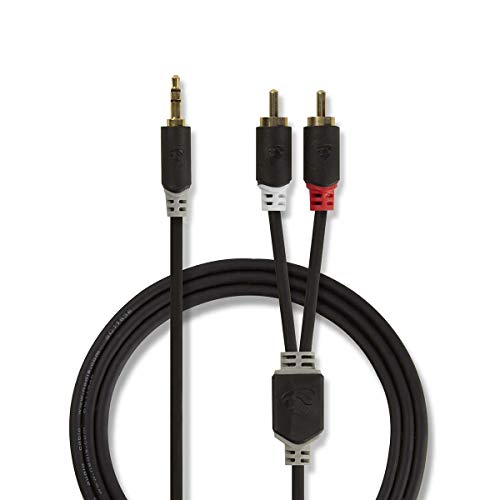 TronicXL 24k Highend Klinkenkabel Stereo Audio Kabel 3,5-mm Klinke Stecker - 2X Cinch-Stecker (0,5m) von TronicXL