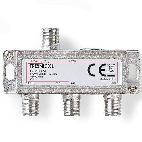 TronicXL 3fach F-Stecker Antennenverteiler 3-Fach DC-Durchlass TV Kabel Kabelfernsehen BK DVB-T2 zb für kompatibel mit Unitymedia Splitter HD tauglich 4K Sky Virgin Sat Splitter TronicXL 3fach F-Stecker Antennenverteiler 3-Fach DC-Durchlass TV Kabel Kabelfernsehen BK DVB-T2 zb für kompatibel mit Unitymedia Splitter HD tauglich 4K Sky Virgin Sat Splitter von TronicXL