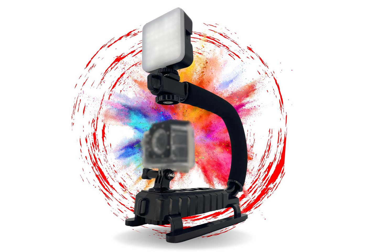 TronicXL Actioncam Stabilisator Griff mit LED Lampe für DJI Osmo GoPro Hero Actioncam Zubehör (Stabilizer Zubehör Action kamera Video Rig) von TronicXL