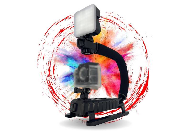 TronicXL Actioncam Stabilisator Griff mit LED Lampe für DJI Osmo GoPro Hero Actioncam Zubehör (Stabilizer Zubehör Action kamera Video Rig) von TronicXL