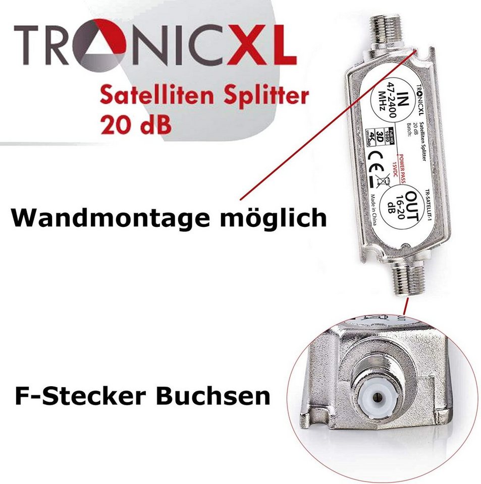 TronicXL DVBS2 DVB-S2 Satelliten-Leitungsverstärker Inline Breitband Verstärker Leistungsverstärker von TronicXL