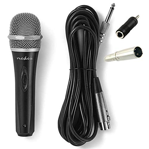 TronicXL Dynamisches Mikrofon Metall Gesang & Bühne + 5m Kabel XLR 6,35mm + 3,5mm Anschluss Klinke Mic Set Premium Micro Gesangs Mikro dynamisch schwarz Silber Gesangsmikrofon Vocal Vocals Profi von TronicXL