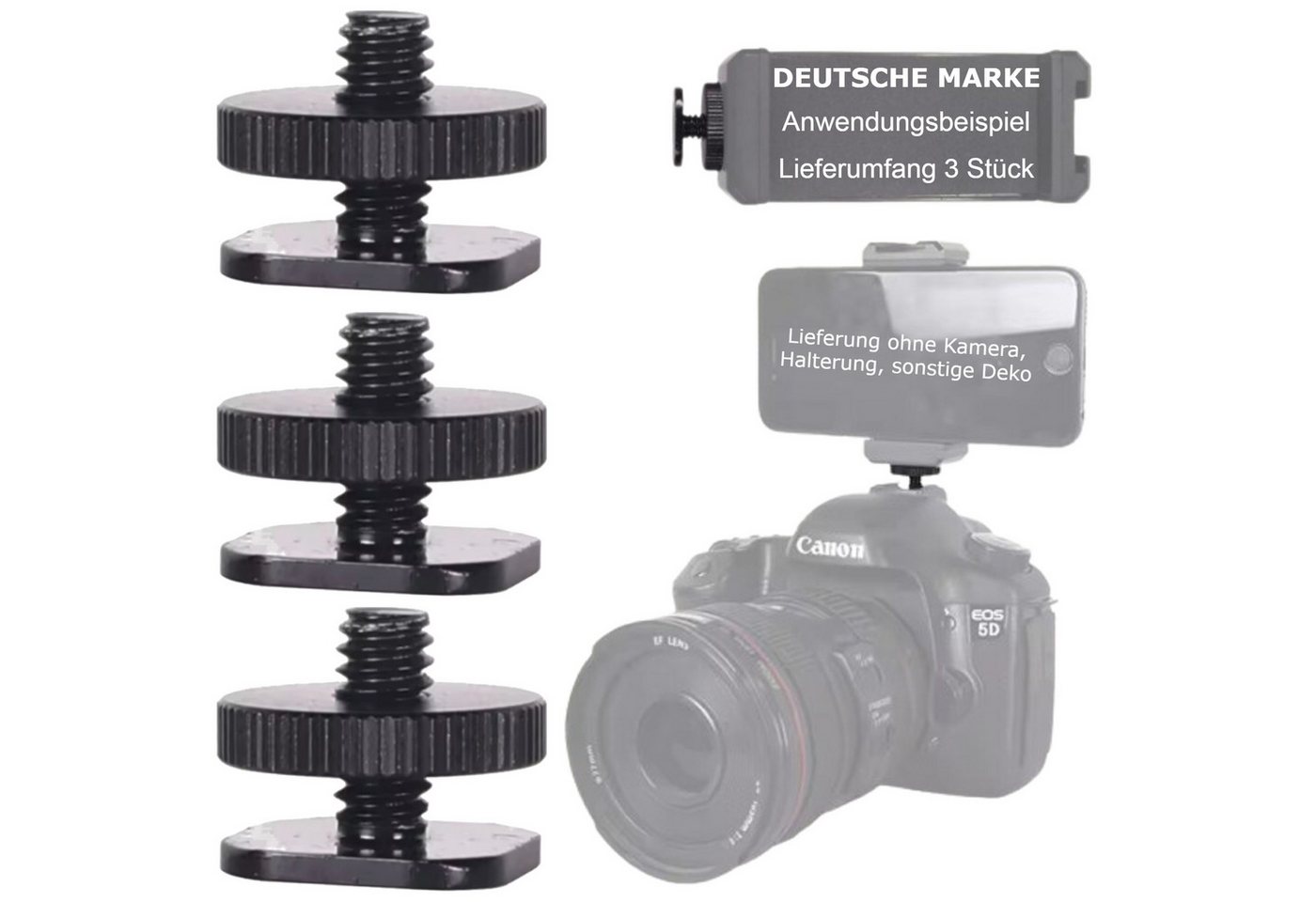 TronicXL Für Blitzschuh Hot Shoe Adapter 1/4 Zoll Kaltschuh Coldshoe 1/4" Foto Stativhalterung (für Kamera Lampe Lampen Licht Foto Blitz Halterung) von TronicXL