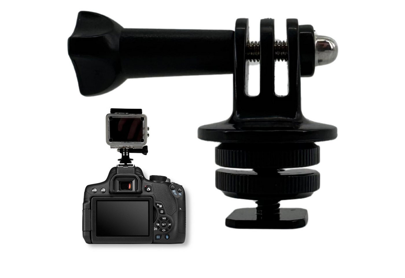 TronicXL Halterung für Kamera Actionkamera Actioncam für GoPro Osmo Blitzschuh Actioncam Zubehör (DSLR Action Hero, 1 2 3 4 5 Cold Shoe Hot Adapter) von TronicXL