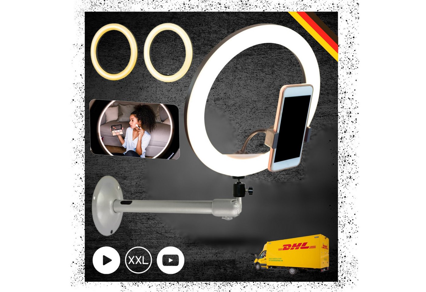 TronicXL Ringlicht 120 LED Ringlicht mit Handy Halterung Wandhalterung Wandmontage, für Smartphone, iPhone, voll beweglich, drehbar, neigbar TronicXL Ringlicht 120 LED Ringlicht mit Handy Halterung Wandhalterung Wandmontage, für Smartphone, iPhone, voll beweglich, drehbar, neigbar von TronicXL