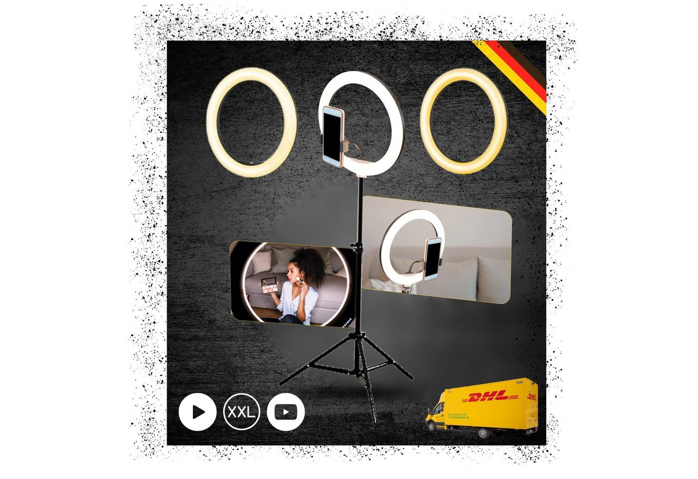 TronicXL Ringlicht Ringlicht mit 2m Stativ groß Ring Light Handy Smartphone Halterung, höhenverstellbar TronicXL Ringlicht Ringlicht mit 2m Stativ groß Ring Light Handy Smartphone Halterung, höhenverstellbar von TronicXL
