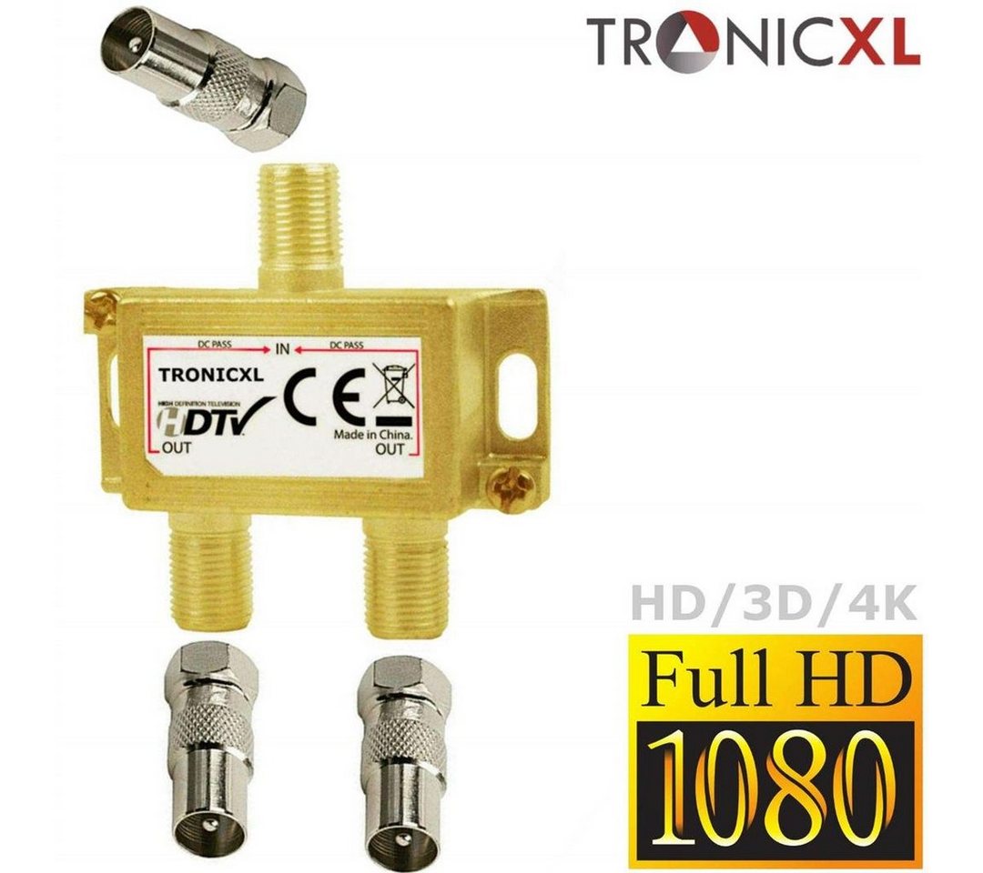 TronicXL SAT-Verteiler 2-Fach BK Verteiler TV Kabel SAT Splitter Weiche DVBC DVBT DVBS HD 4K von TronicXL