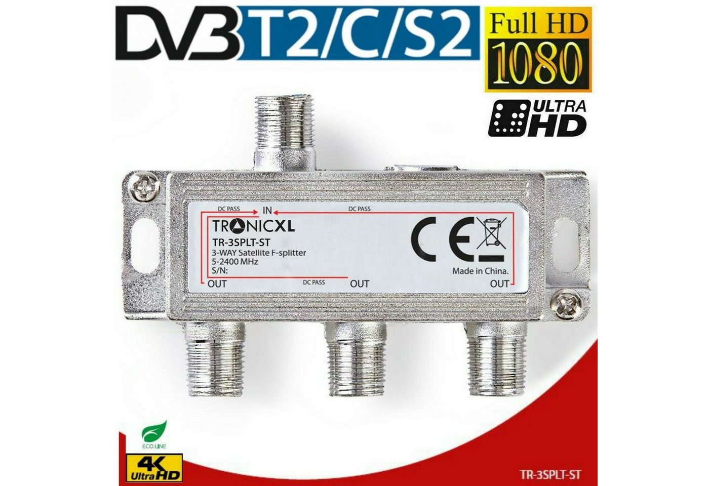 TronicXL SAT-Verteiler 3fach F-Stecker Antennenverteiler TV Kabel Kabelfernsehen Sat Splitter, Ausgang: F-Kupplungen TronicXL SAT-Verteiler 3fach F-Stecker Antennenverteiler TV Kabel Kabelfernsehen Sat Splitter, Ausgang: F-Kupplungen von TronicXL
