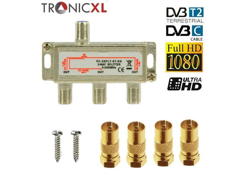 TronicXL SAT-Verteiler Koax HD 3D 4K Verteiler Weiche Splitter DVBT DVBT2 DVBC SAT TV Kabel von TronicXL