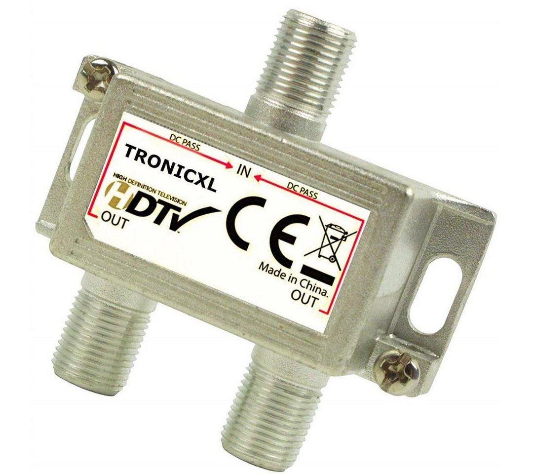 TronicXL SAT-Verteiler Sat Splitter 2-fach Antennen Verteiler Weiche Splitter Kabelfernsehen, F-Kupplungen von TronicXL