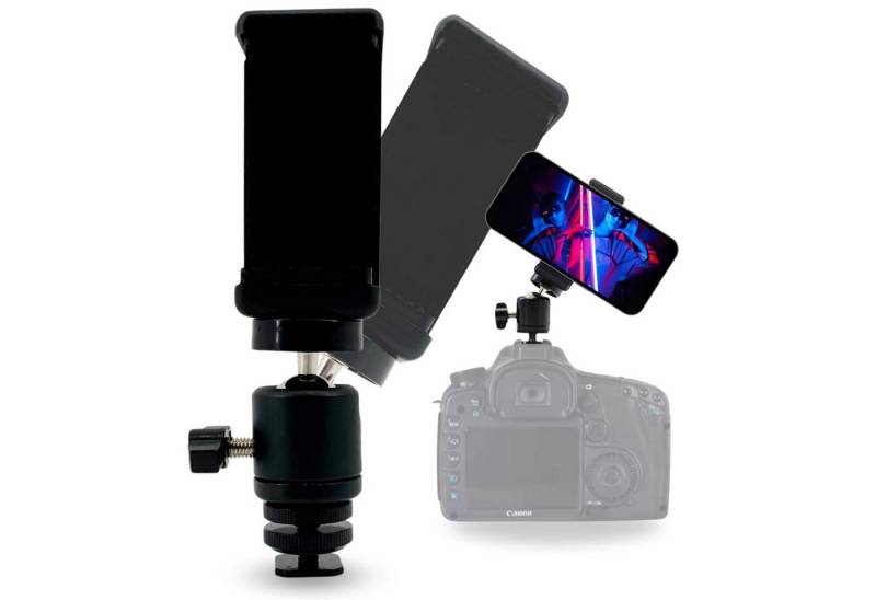 TronicXL Smartphone Halterung mit Kugelkopf für Blitzschuh Kamera Handy iPhone Handy-Halterung, (Handyhalterung Adapter ColdShoe Kaltschuh) von TronicXL