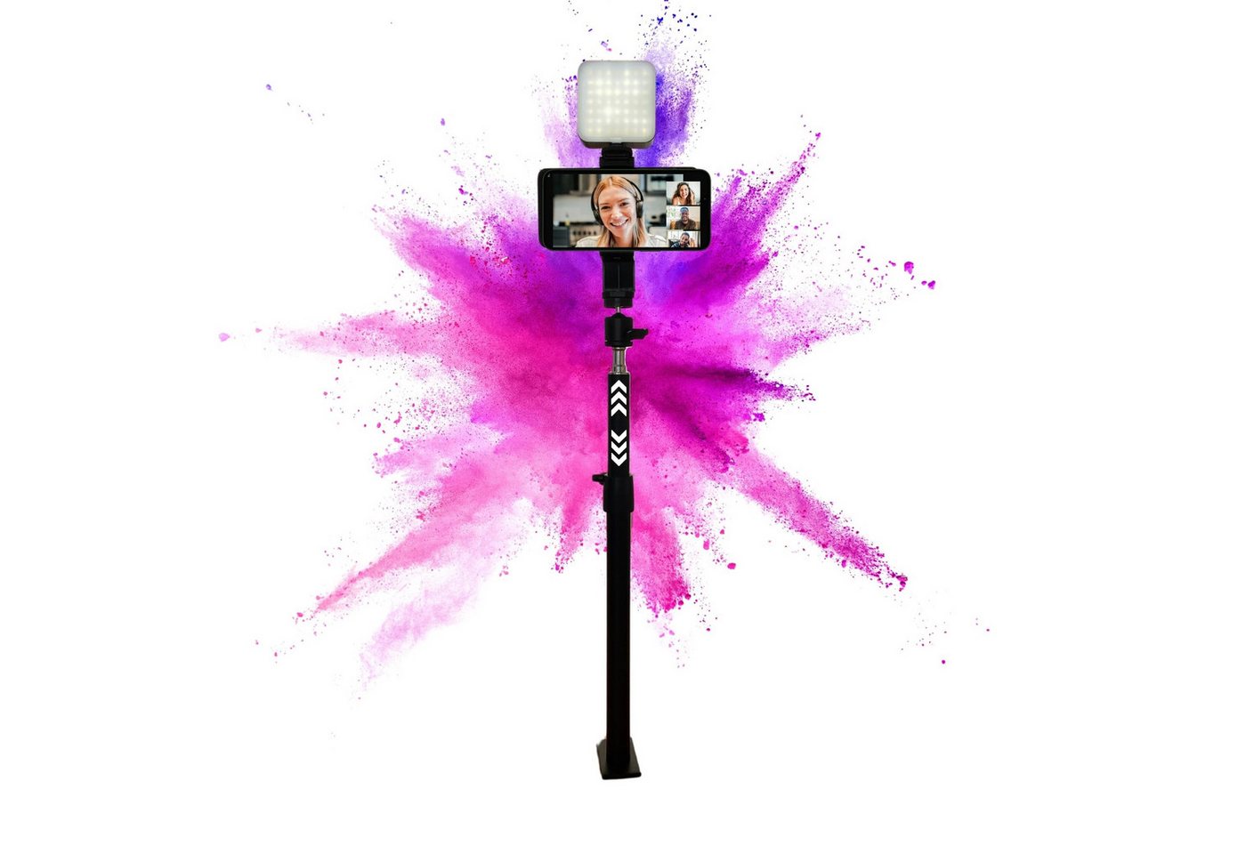TronicXL Smartphone Klemmstativ Tisch mit Licht LED Lampe Halterung Ständer Smartphone-Halterung, (Beleuchtung, höhenverstellbar, Kugelkopf) von TronicXL
