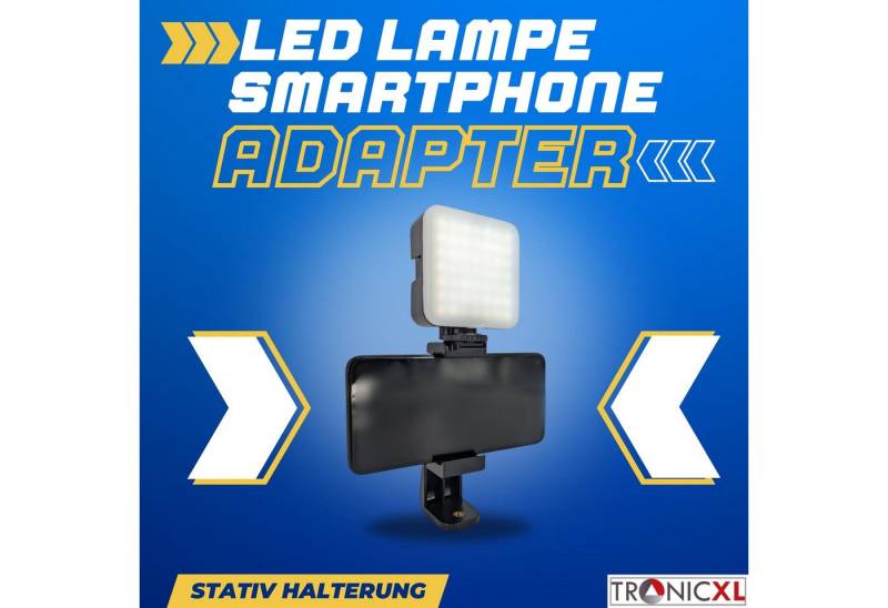 TronicXL Smartphone Stativ Adapter mit Licht Lampe Halterung Handy Influencer Smartphone-Halterung, (2-tlg., Beleuchtung, drehbar) von TronicXL