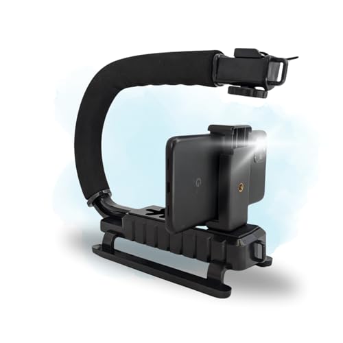 TronicXL Smartphone Video Rig Stabilizer - Action Stabilisierungsgriff Handy Foto Handgriff Stabilisator mit Cold Shoe für Kaltschuh für Hot Shoe Film für Apple iPhone Samsung von TronicXL
