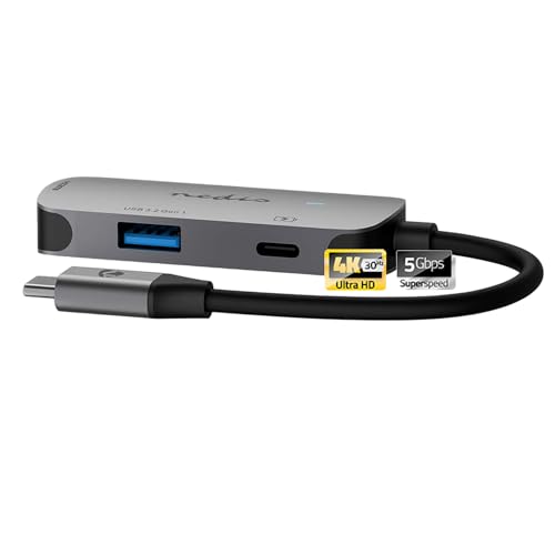 TronicXL USB 3.2 Gen 1 Metall MultiPort Adapter USB-C Stecker - HDMI Ausgang/USB-A Buchse/USB-C Buchse USB-HUB Multi-Port-Adapter 5 Gbps 100W Schnellladen von TronicXL