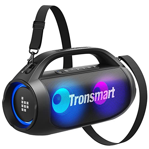 Tronsmart Bang SE Bluetooth Lautsprecher mit 3 Lichteffekten, 40W kabellos mit IPX6 Wasserdicht, 24h Akku, Bluetooth 5.3 mit Power Bank, Aux-in/TF/U-Disk, Stereo mit Tragbarer Riemen, Schwarz von Tronsmart