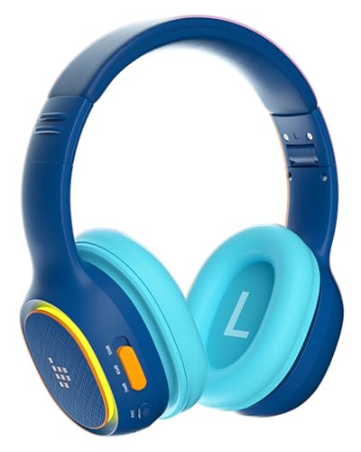 Tronsmart KH03 Kinder Kopfhörer Bluetooth, Sichere Lautstärkeregelung, Lärmreduzierung,Kabellose Kopfhörer mit Licht und Mikrofon, 70 Stunden Spielzeit, geeignet für Schule/Reisen/Flugzeug (Blau) von Tronsmart