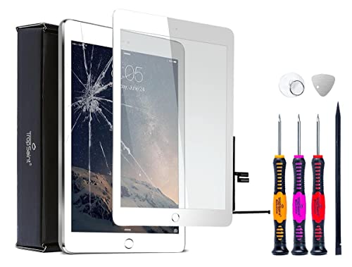 Trop Saint® Für iPad 7 Touchscreen Digitizer Glas Display Scheibe in Weiß mit Rahmen, Homebutton und Werkzeug (A2197, A2200, A2198) von Trop Saint