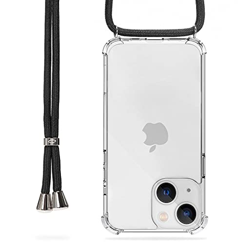 Trop Saint® Handy Hülle mit Band für iPhone 13 Mini - Handykette Seil Schnur mit Case zum Umhängen - Schwarz von Trop Saint