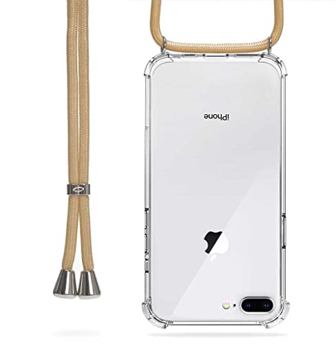 Trop Saint® Handy Hülle mit Band für iPhone 7 Plus und 8 Plus Handykette Seil Schnur mit Case zum Umhängen - Beige von Trop Saint