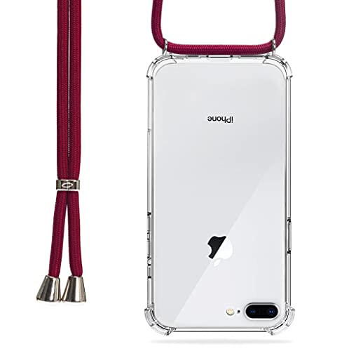 Trop Saint® Handy Hülle mit Band für iPhone 7 Plus und 8 Plus Handykette Seil Schnur mit Case zum Umhängen - Burgund von Trop Saint