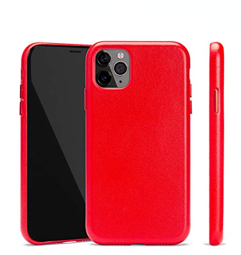 Trop Saint® Lederhülle Für iPhone 11 Pro - Tasche Case Premium Schutz Echtes Leder für Handy [Unterstützt kabelloses Laden] - Rot von Trop Saint