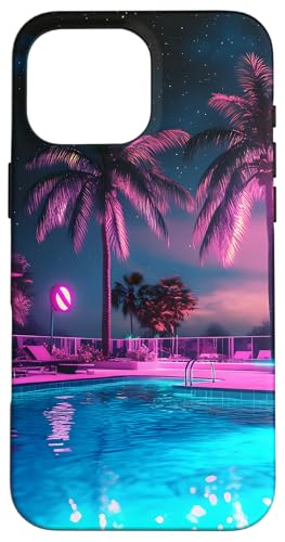 Pool Night Palm Sommerurlaub Hülle für iPhone 16 Pro Max von Tropical Designs by Dennex