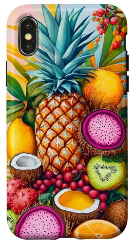 Tropische Früchte Ananas Kiwi Kokosnuss Zitrone Orange Hülle für iPhone X/XS Tropische Früchte Ananas Kiwi Kokosnuss Zitrone Orange Hülle für iPhone X/XS von Tropical Designs by Dennex