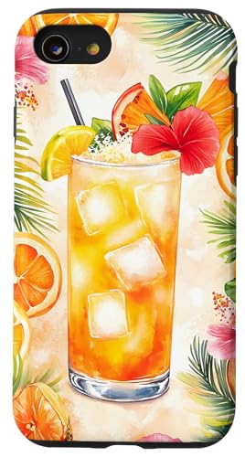 Tropisches Getränk, Blumen, Zitrusfrüchte, Sommerspaß Hülle für iPhone SE (2020) / 7 / 8 von Tropical Designs by Dennex