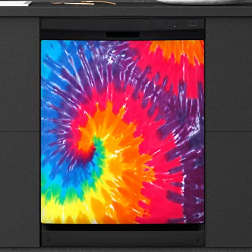 Abstrakte Wirbel-Batikfärbung Geschirrspüler Magnetische Abdeckung Front Geschirrspüler Abdeckung für Kühlschrank Küche Dekoration Tür Magnetaufkleber 58,4 x 66 cm von TropicalLife