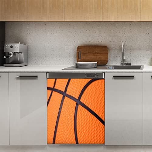 Basketball-Textur, Geschirrspüler-Magnetabdeckung, Sport, Basketball, magnetische Dekoration, Panel, Magnet-Stiker für Kühlschrank, Küche, Dekoration, Tür, 58,4 x 66 cm von TropicalLife